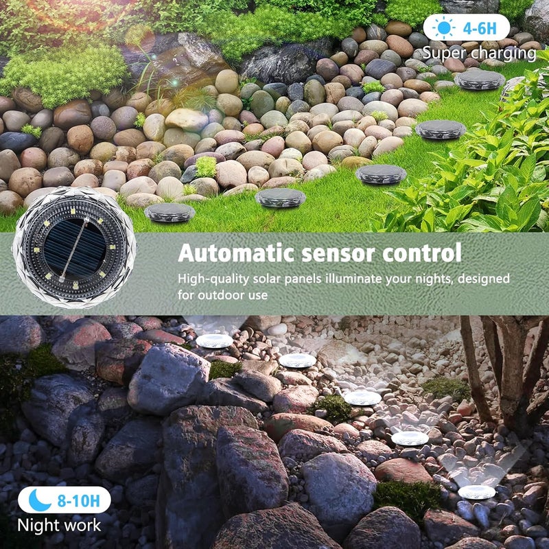 echosari Solar Ground Lights 12 Pack, Upgraded Solar Garden Lights Auto ON/Off Landscape Lighting Outdoor In-Ground Lights Waterproof Long Lasting for Pathway Walkway Patio (Cool White) - Image 2